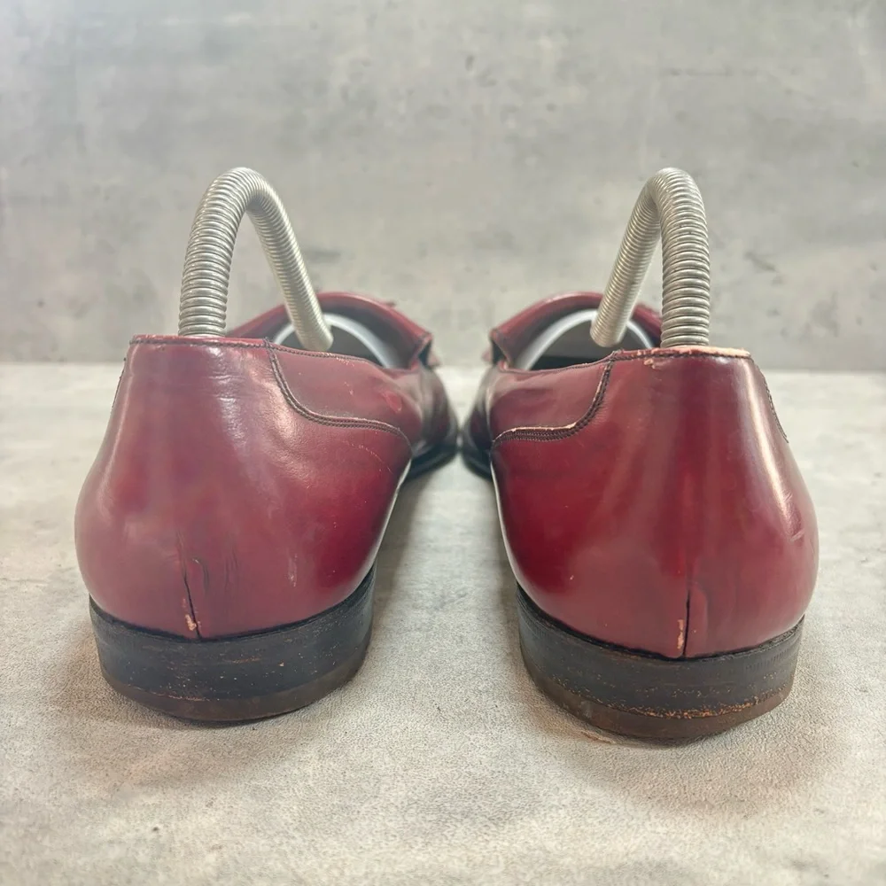 Bally Byron Loafers Brown Burgundy Leather Tassel Kiltie Made In‎ Italy Men's 8D